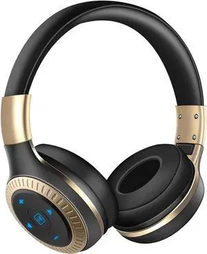 Active Noise Cancelling Headphones Bluetooth Headphones Wireless Wired Over Ear Headphones with Microphone Foldable Gaming Headset Stereo Bass 20H Playtime for Laptop Smartphone Tablet TV Gold