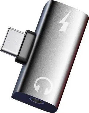 USB C to 3.5MM Headphone and Charger Adapter for Meta Quest 3S Accessories USB C Headphone Adapter with Charging 2 in 1 Type-C to 3.5mm Audio Hi-Res with PD Fast Charge (Black)