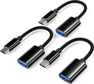 USB C to USB 3.0 Adapter [3 Pack] USB C Male to USB Female OTG Cable Thunderbolt3 to USB Adapter Compatible for MacBook Pro/Air iPhone 16 Pro Max/16 Plus/16e/15 Galaxy S25/S24/S23
