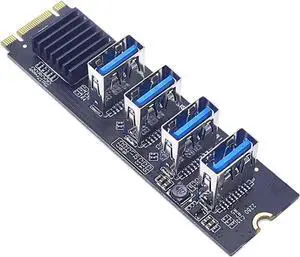 JAENFONG USB3.0 Graphics Card M.2 NVME Key-M to 4-Port PCI-E Adapter Expansion Card JAENFONG USB3.0 Graphics Card M.2 NVME Key-M to 4-Port PCI-E Adapter Expansion Card