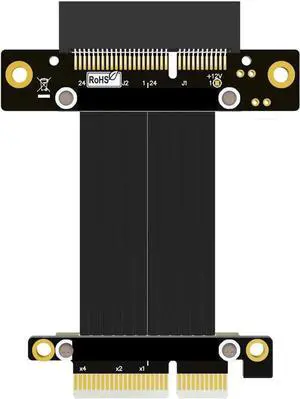 JAENFONG PCIe 4X to 4X Riser Cable GEN4 PCI-Express 4.0 X4 Extension Cable 90/180 Degree GPU Riser Vertical Mount for USB Adapter Network Card Capture Card Bitcoin Miner (25CM,R22SF)