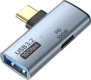 2 in 1 USB C to USB 3.2 Adapter with 100W Charging Port USB C Male to USB Female Adapter OTG Converter for iPhone 16/15 Series MacBook iPad and More Type C Devices Grey