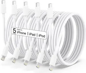 USB C to Lightning Cable MFi Certified 5 Pack/6 FT iPhone Charger Fast Charging White Flow Silicone Cord for iPhone 14 13 12 11 Pro Max Xr Xs 8 USB C to Lightning Cable MFi Certified 5 Pack/6 FT iPhone Charger Fast Charging White Flow Silicone Cord for iPhone 14 13 12 11 Pro Max Xr Xs 8