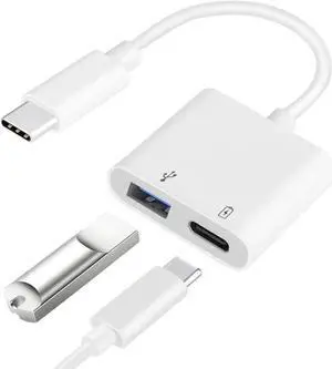 USB C OTG Adapter with Power 2 in 1 USB C to USB Female with 60W PD Charging Adapter Compatible with iPhone 15/15Pro iPad Pro Galaxy S24/S23/S22/S21 Pixel 8/7/6 Google Chromecast with Google TV