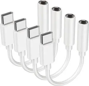 4PCS Type USB C to 3.5mm Female Headphone Jack Adapter USB Type C to Aux Audio Dongle Cable Cord Compatible with S20/S20+/S20 Ultra Pixel 4/+ 4XL and More USB C Devices