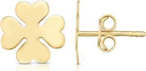14K Yellow Gold Lucky Clover Stud Earrings, Giorgio Bergamo