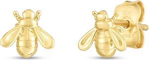 14K Yellow Gold Minimalist Bumblebee Trendy Stud Earring, Giorgio Bergamo