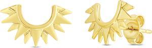 14K Yellow Gold Polished Sunburst Trendy Stud Earring, Giorgio Bergamo