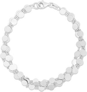 925 Sterling Silver Mirrored Link Chain Layered Bracelet, Giorgio Bergamo