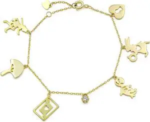 925 Sterling Silver Gold Plated Enchanted Charm Bracelet, Minimalist, Giorgio Bergamo