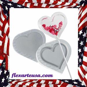 Shaker Lollipop Rattle Heart Shaped Silicone Mold Hard Candy Mould isomalt Lollies DIY