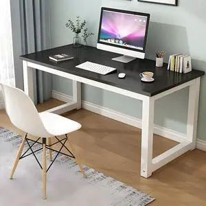 Baycheer 39'' Modern Black Writing Desk Office Desk Gaming Table with Wood Top and Steel Sled Base for Home Office Study