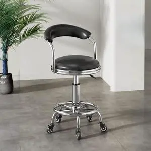 Baycheer 35''H Precision Extended Height Swivel Stool w/Adjustable Height Swivel Task Chair Lab Stool Medical Stools Soft-Touch Leather, Black