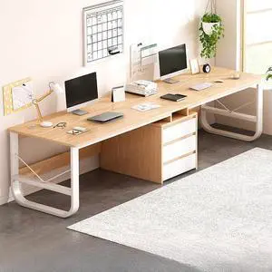 Baycheer 2-Person Home Office Desk 79" Extra Long Gaming Desk Computer Desk, Double Workstation for Home Office, Work Desk for Two People (Natural)
