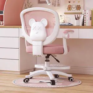 Baycheer Ergonomic Home Office Chair Mid Back Computer Chair Swivel Rolling Task Chair with Lumbar Support, Armrest, Wheels, Sponge Seat Cushions, Pink