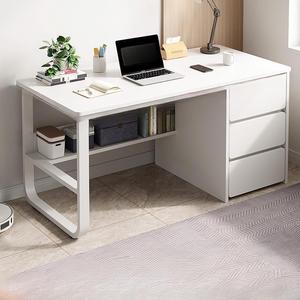Baycheer Modern Computer Desk Home Office Desk Writing Desk with Storage Shelf Gaming Desk with 3 Drawers Industrial Study Writing Table Workstation