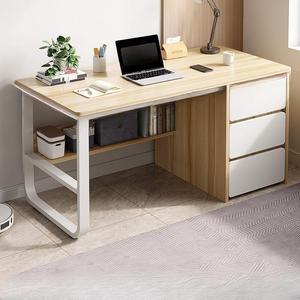 Baycheer Wood Desk with 3 Drawers Office Desk Gaming Desk Modern Simple Study Writing Table for Home PC Desk with Storage Shelf 55"