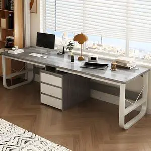 Baycheer Large Computer Desk, 79'' Long Home Office Desk with 3 Drawers for Two Person, Farmhouse Work Study Writing Table in Bedroom, Simple Wide Executive Double PC Gaming Workstation