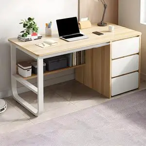 Baycheer 39 Inch Modern Desk with Drawers for Bedroom Home Office Desks with 3 Storage Drawer Study Writing Gaming Table Computer Desk Wood