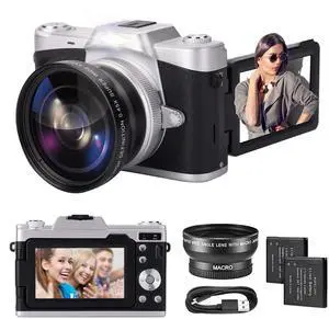 4K Digital Camera with Wide-Angle & Macro Lens, Flip Screen, 16X Digital Zoom Compact Point and Shoot Camera for teens, Beginners, Vlogging Camera with 2 Batteries 4K Digital Camera with Wide-Angle & Macro Lens, Flip Screen, 16X Digital Zoom Compact Point and Shoot Camera for teens, Beginners, Vlogging Camera with 2 Batteries