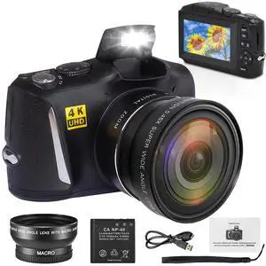 Digital Camera with Macro & Wide Angle Lens 48MP 4K Full HD Vlogging Camera for YouTube 3.0 Inch Screen Compact Camera for Beginners Teens Photography with Two Rechargeable Batteries Digital Camera with Macro & Wide Angle Lens 48MP 4K Full HD Vlogging Camera for YouTube 3.0 Inch Screen Compact Camera for Beginners Teens Photography with Two Rechargeable Batteries