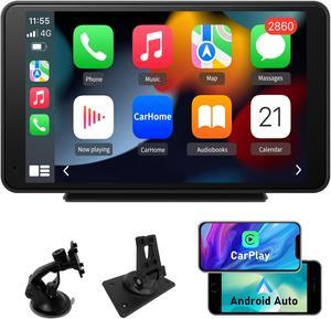 Portable Car Stereo for Wireless Apple Carplay Android Auto, 7 Inch IPS Touch Screen Multimedia Player Audio, Compatible Bluetooth Handsfree/GPS/Mirror Link/Voice Control/AUX FM Transmitter