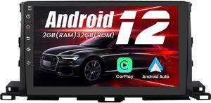 Android 12  [2GB+32GB] Car Radio Compatible for Toyota Highlander 2014-2019, 10 Inch Touch Screen with GPS/FM/WiFi/USB, Support SWC/Wired Carplay Android Auto