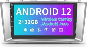 Car Radio Stereo Andriod 12.0 Compatible for Toyota Camry 2007 2008 2009 2010 2011, 9 inch Touch Screen 2GB+32GB Head Unit with Wireless CarPlay and Wired Android auto Bluetooth WiFi SWC GPS