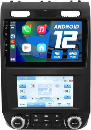 Android Car Stereo for Ford F150 2015 2016 2017 2018 2019 2020 2021 Dual Screen Radio Upgrade, Touch Screen Car Navigation with Digital AC Climate Carplay/Android Auto/4G/WiFi (4G+64GB)