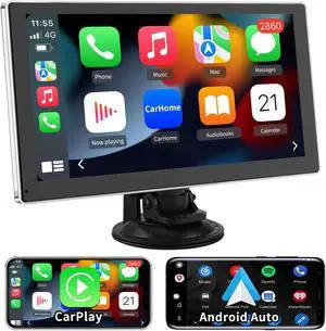 9 Inch Portable Car Radio Wireless Android Auto Screen Receiver Compatible with Bluetooth, GPS Navigation Voice Control