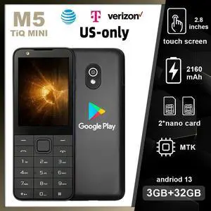 TIQ MINI M5 smart touch button mobile phone, Android 13 system, 3GB+32GB, 2.8-inch screen, dual SIM, available with Google Store, Verizon, T-Mobile, AT&T