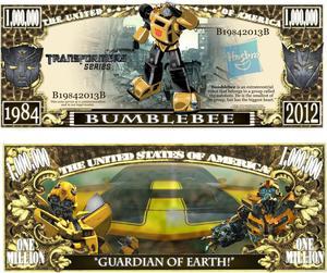 Anime Source Transformers Autobots Bumblebee Character Commemorative Novelty Million Bill With Semi Rigid Protector