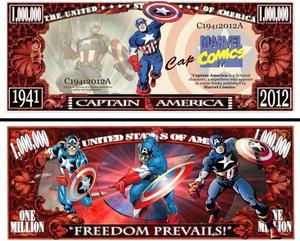 Anime Source Captain America Super Hero Comic Book Character Commemorative Novelty Million Bill With Semi Rigid Protector