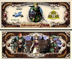 Anime Source Legend of Zelda NES Nintendo Video Game Character Link Commemorative Novelty Million Bill With Semi Rigid Protector