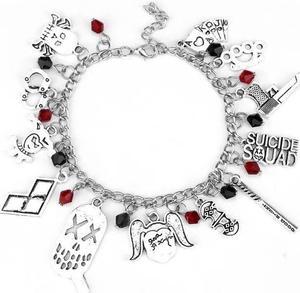 Anime Source Harley Quinn Suicide Squad Comic Book Character Silvertone Jewelry Charm Bracelet