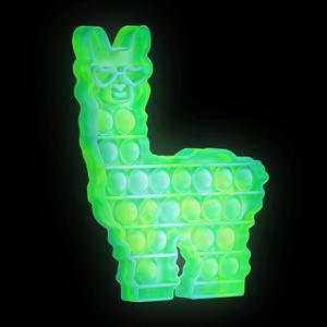 Glow in The Dark POP Bubble Fidget Llama Toy Fluorescent Silicone Alpaca Sensory Fidget Anxiety Relief Kids Toys