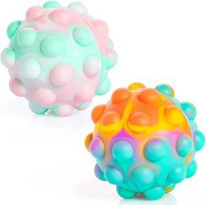 Pop Fidget Stress Relief Ball Toys 2Pack 3D AntiAnxiety Squeeze Pop Stress Ball Toy Silicone Interactive Sensory Push Bubbles Stress Balls Gifts Toy for Kids Adults