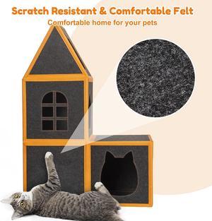 Modern cat tree, cat tower, cat cubes can DIY assemble cat apartment, cat furniture with house for pets to play or rest, cat bed for indoor cat (4 pcs)