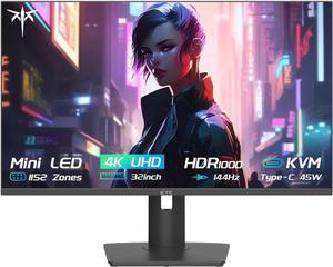 KTC 32 Inch 4K Gaming Monitor,UHD MiniLED Display,144Hz 1ms Fast IPS Computer Monitor support FreeSync & G-Sync,HDR1000,HDMI/DP/USB/Type-C,Tilt Swivel Height Adjustment,M32P10