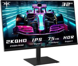 32 Inch 2K Computer Monitor, IPS 1440p Monitor with Ultra-Thin Bezels, HDR10, Freesync/G-sync, HDMI/DP Ports, Tilt Adjustable, Eyecare, Ideal for Business, Office, and Casual Gaming