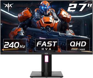KTC 27 Inch 240Hz Gaming Monitor, QHD 2560x1440 Monitor, Fast HVA, HDR400, G-Sync/FreeSync Compatible, USB/Type C/DisplayPort/HDMI, VESA Mountable, Pivot Height Tilt Adjustable, H27E22