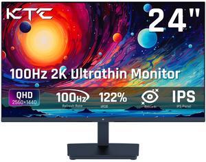 KTC 24 Inch QHD 2560x1440 IPS Computer Monitor, 100Hz Zero-Frame 2K Gaming Office Monitor, Adaptive Sync, HDR10, VESA, Tilt Adjustable, Low Blue Light, DisplayPort, HDMI, H24T27