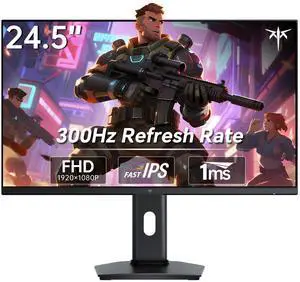 KTC 24.5 Inch 300Hz Gaming Monitor, FHD 1080P 240Hz Fast IPS Monitor, HDR, FreeSync, DisplayPort x1 HDMI x2, 119% sRGB, Height/Pivot/Tilt Adjustment, VESA Support, H25Y7