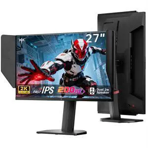 KTC 27 Inch Gaming Monitor 27M1, 1440p 200Hz Computer Monitor with Built-in Sperkers, Up to 210Hz, 2K QHD Fast IPS, Adaptive Sync, 130% sRGB, AE <2, Height Adjustable Monitors with Shielding Hood
