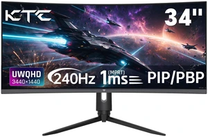 KTC 34 Inch 240Hz Ultrawide Curved Gaming Monitor, UWQHD 3440×1440 1500R Curved Screen With HDR, PIP/PBP, 120% sRGB, 3000:1 Contrast, HDMI/DP, Tilt Swivel Pivot Height Adjustment, H34S18E KTC 34 Inch 240Hz Ultrawide Curved Gaming Monitor, UWQHD 3440×1440 1500R Curved Screen With HDR, PIP/PBP, 120% sRGB, 3000:1 Contrast, HDMI/DP, Tilt Swivel Pivot Height Adjustment, H34S18E