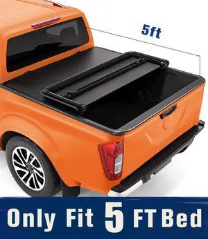 Tiptop Soft Tri-Fold Tonneau Cover Truck Bed For 2005-2023 Frontier & 2009-2012 Suzuki Equator 5ft Bed (59.5") | TPX3 |For Models With or Without The Deck Rail System|