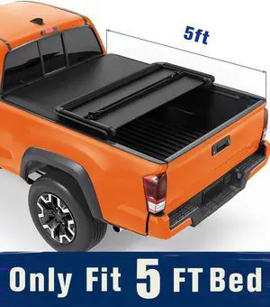 Tiptop Soft Tri-Fold Tonneau Cover Truck Bed For 2016-2023 Tacoma 5ft Bed (60.5") | TPX3 |For Models With or Without The Deck Rail System|