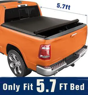 TIPTOP Soft Roll-Up Tonneau Cover Truck Bed For 2009-2023 Ram1500 5.7ft Bed (67.4") w/o RamBox | TP1 |