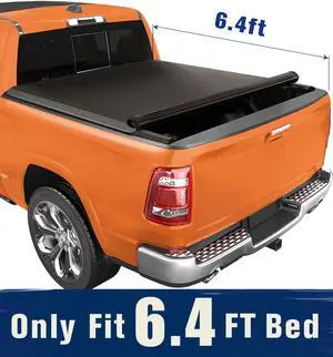 TIPTOP Soft Roll-Up Tonneau Cover Truck Bed For 2002-2018 Ram 1500 & 2003-2023 2500 3500 HD 6.4ft Bed (76.3") w/o RamBox | TP1 |