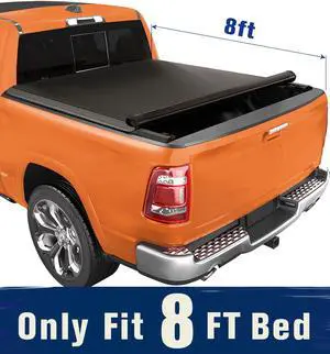 TIPTOP Soft Roll-Up Tonneau Cover Truck Bed For 2002-2018 Ram 1500; 2003-2022 Ram 2500 3500 8ft Bed (96")  w/o RamBox  | 2019-2022 Classic Only | TP1 |